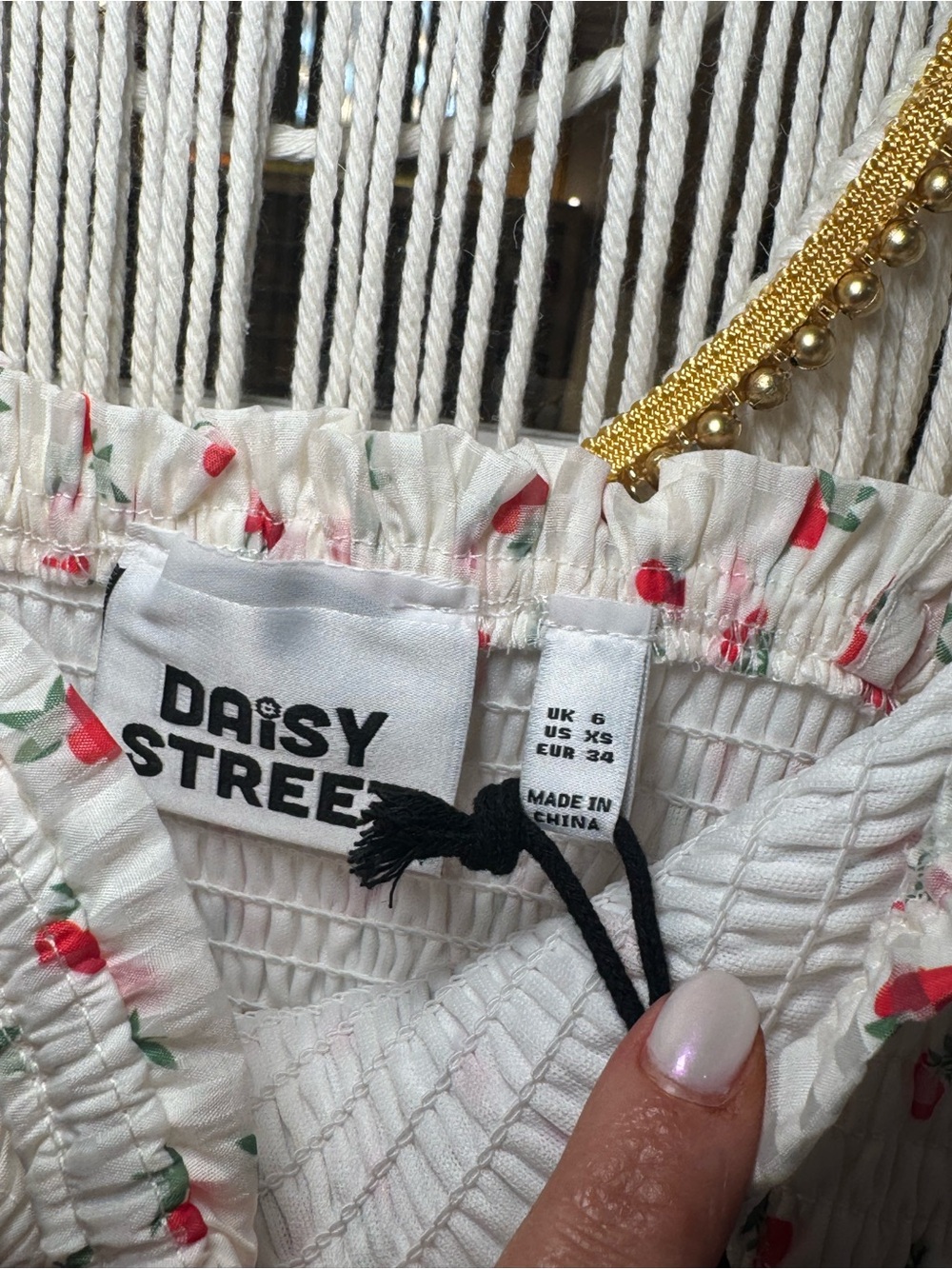 🍒 ASOS Daisy Street Smocked White Maxi Dress with Red Floral Print 🍒 - Picture 7 of 8